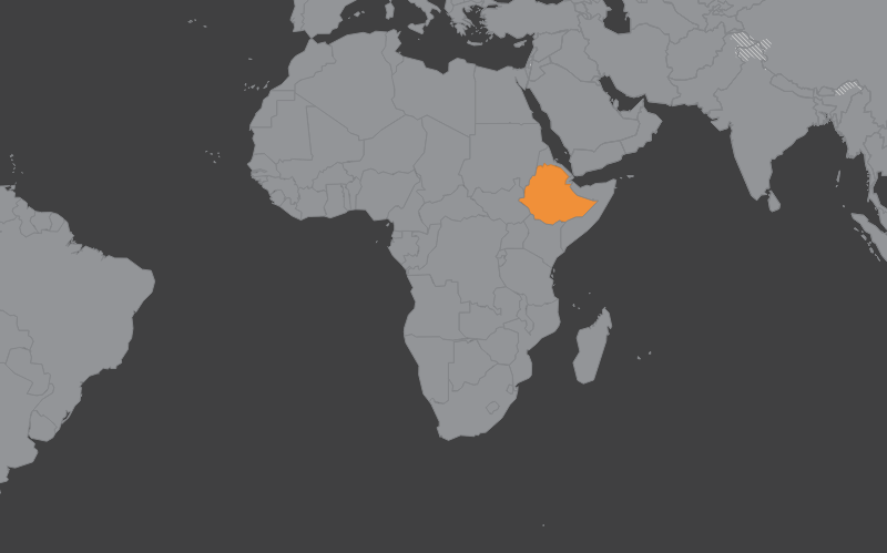 Laaja-alainen kartta, jossa näkyy etiopia
