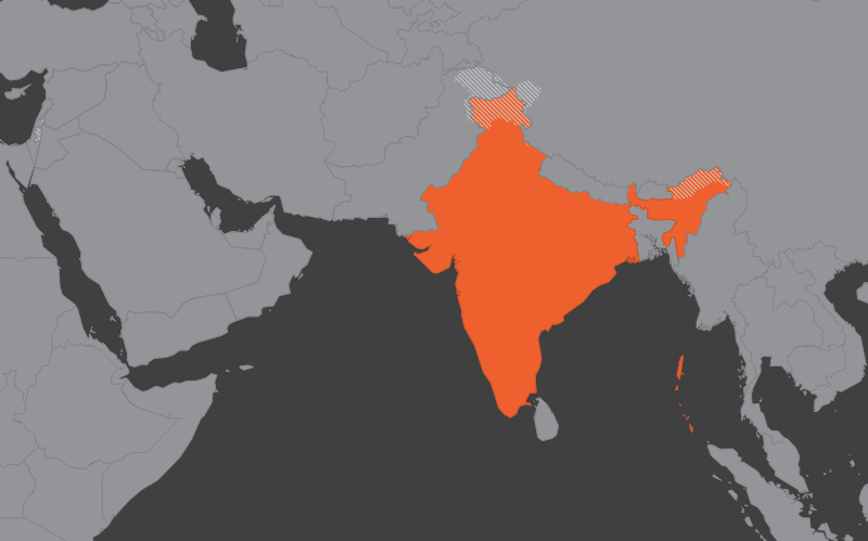 Laaja-alainen kartta, jossa näkyy intia