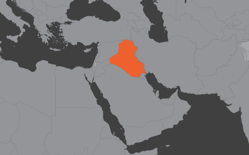 Laaja-alainen kartta, jossa näkyy irak