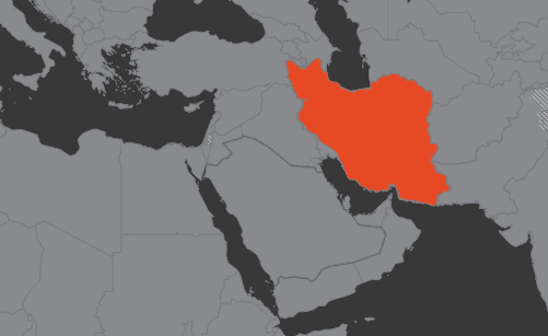 Laaja-alainen kartta, jossa näkyy iran