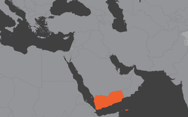 Laaja-alainen kartta, jossa näkyy jemen