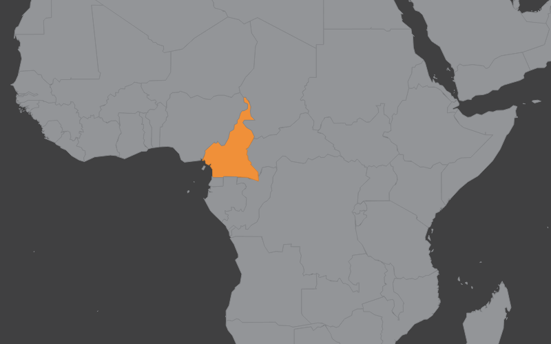 Laaja-alainen kartta, jossa näkyy kamerun