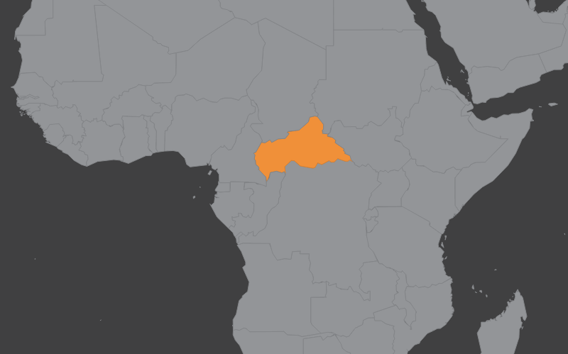 Laaja-alainen kartta, jossa näkyy keski-afrikan-tasavalta