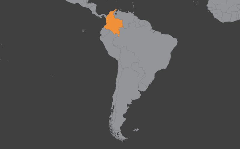 Laaja-alainen kartta, jossa näkyy kolumbia