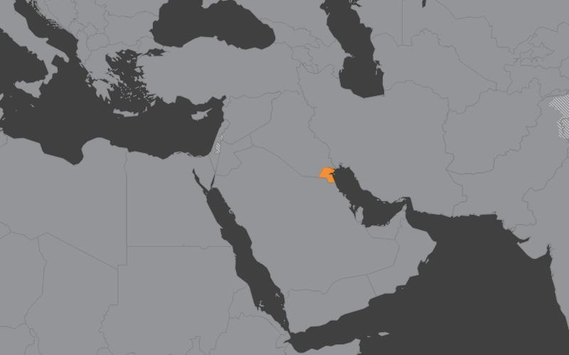 Laaja-alainen kartta, jossa näkyy kuwait