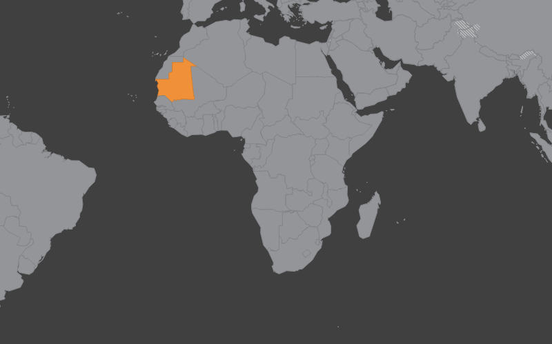 Laaja-alainen kartta, jossa näkyy mauritania