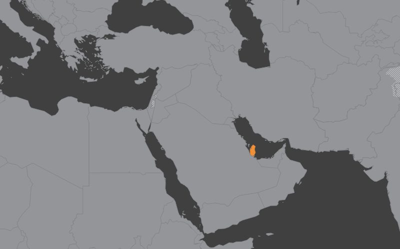 Laaja-alainen kartta, jossa näkyy qatar