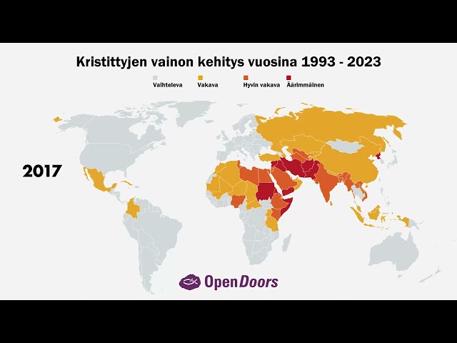 Kristittyjen vainon kehitys vuosina 1993-2023