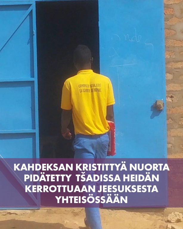 Rukoilkaa kanssamme kahdeksan kristityn nuoren puolesta, jotka pidätettiin kesäkuussa sen jälkeen, kun he olivat viettäneet päivän kertomalla Jeesuksesta ympäri Tšadin pääkaupunkia, N'Djamenaa. Useat paikalliset uutislähteet kertovat, että kaikki kahdeksan nuorta kuljetettiin poliisiasemalta tuntemattomaan paikkaan. Heidän vanhempansa eivät tiedä lastensa olinpaikasta tai heitä vastaan nostetuista syytteistä. Open Doorsin paikalliskumppanit epäilevät paikallisten muslimijohtajien soittaneen poliisille, että kristityt nuoret yrittävät ”pakottaa” musliminuoria kääntymään. Tšadissa vihamielisyys kristittyjä kohtaan kasvaa. Islam on maan enemmistöuskonto, ja se läpäisee koko yhteiskunnan. Rukoillaan näiden nuorten vapauttamisen puolesta ja että heitä kohdellaan oikeudenmukaisesti Rukoillaan näiden nuorten henkisen ja hengellisen suojelun puolesta sekä sen puolesta, että tämä tapaus ei vaikuttaisi heidän intoonsa kertoa Jeesuksesta. Rukoillaan myös heidän vanhempiensa puolesta – rukoillaan Jumalan rauhaa ja lohdutusta. #rukouspyyntö #rukousaihe #Tsad #VainotutKristityt #uskonnonvapaus #OpenDoors