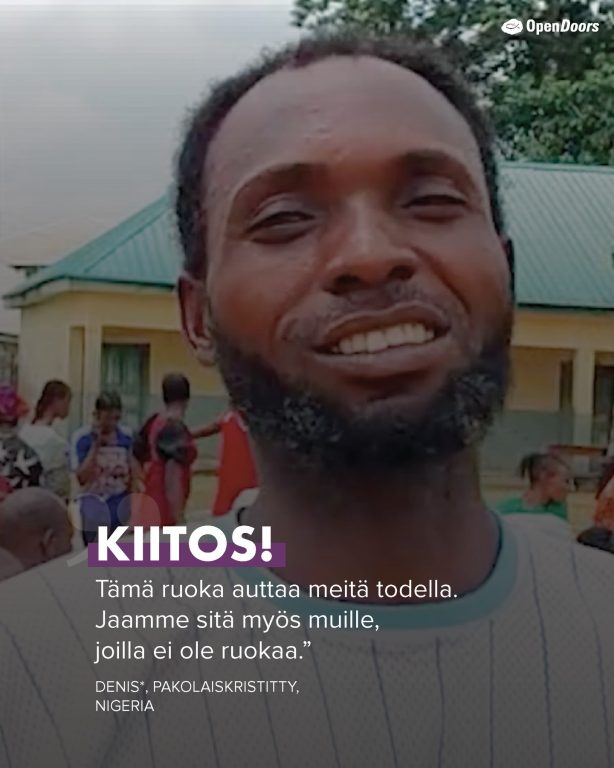 Tukea pakolaisperheille Benuen osavaltiossa Nigeriassa Aseelliset ääriryhmät hyökkäsivät Denisin kylään Benuen osavaltiossa Nigeriassa. Pian sen jälkeen Open Doorsin paikalliskumppanit kiirehtivät toimittamaan hätäapua, erityisesti ruokaa, kodeistaan paenneille 300 pakolaisperheelle. Denis ilmaisi kiitollisuutensa tuestanne ja rukouksistanne. Haluaisitko sinäkin olla mukana auttamassa? Tapoja auttaa löydät nettisivuiltamme: https://opendoors.fi/nouseafrikka/ #Nigeria #NouseAfrikka #VainotutKristityt #hätäapu #pakolaiset #OpenDoors