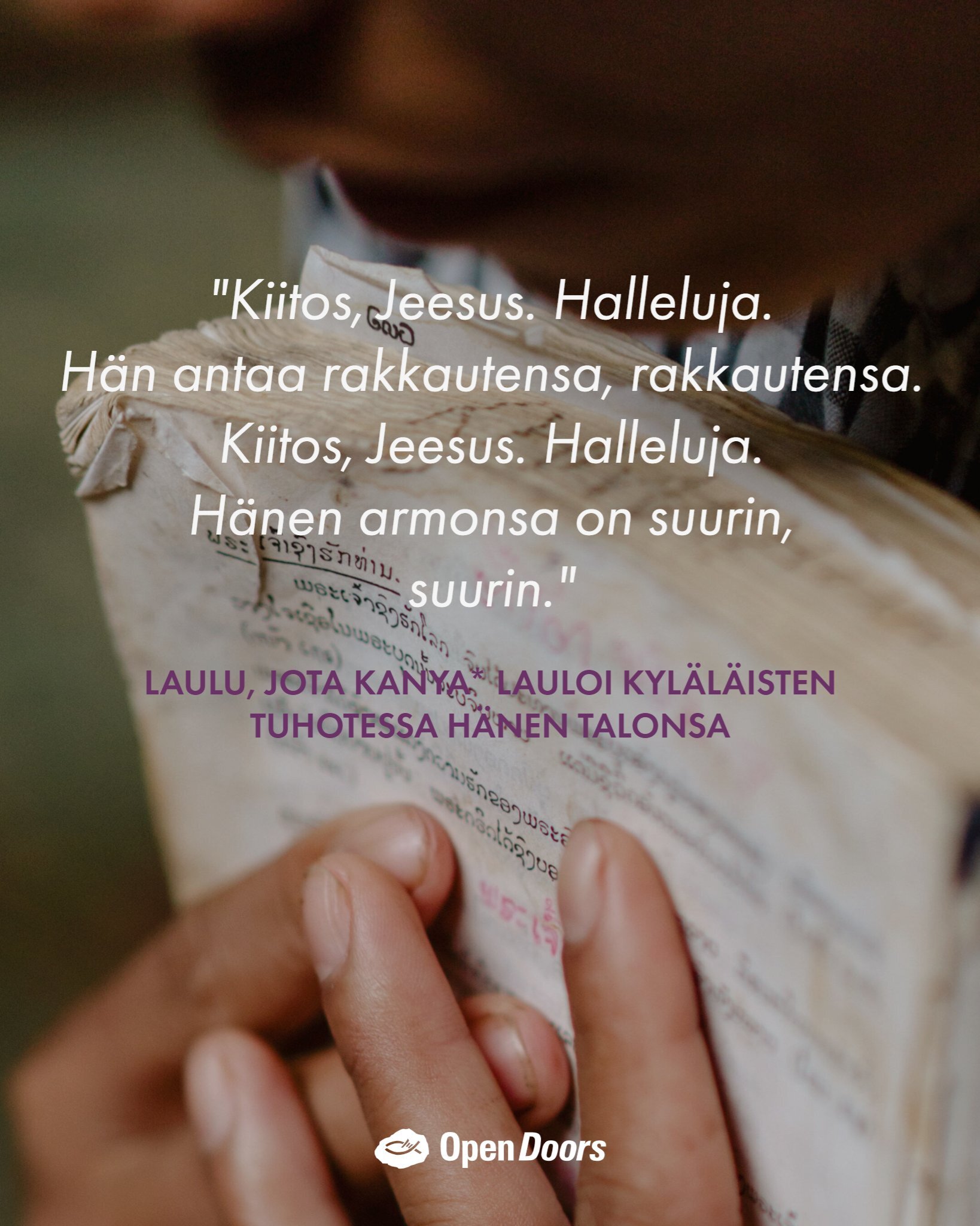 Kanyan kiitoslaulu kylän asukkaiden tuhotessa hänen talonsa Laosissa