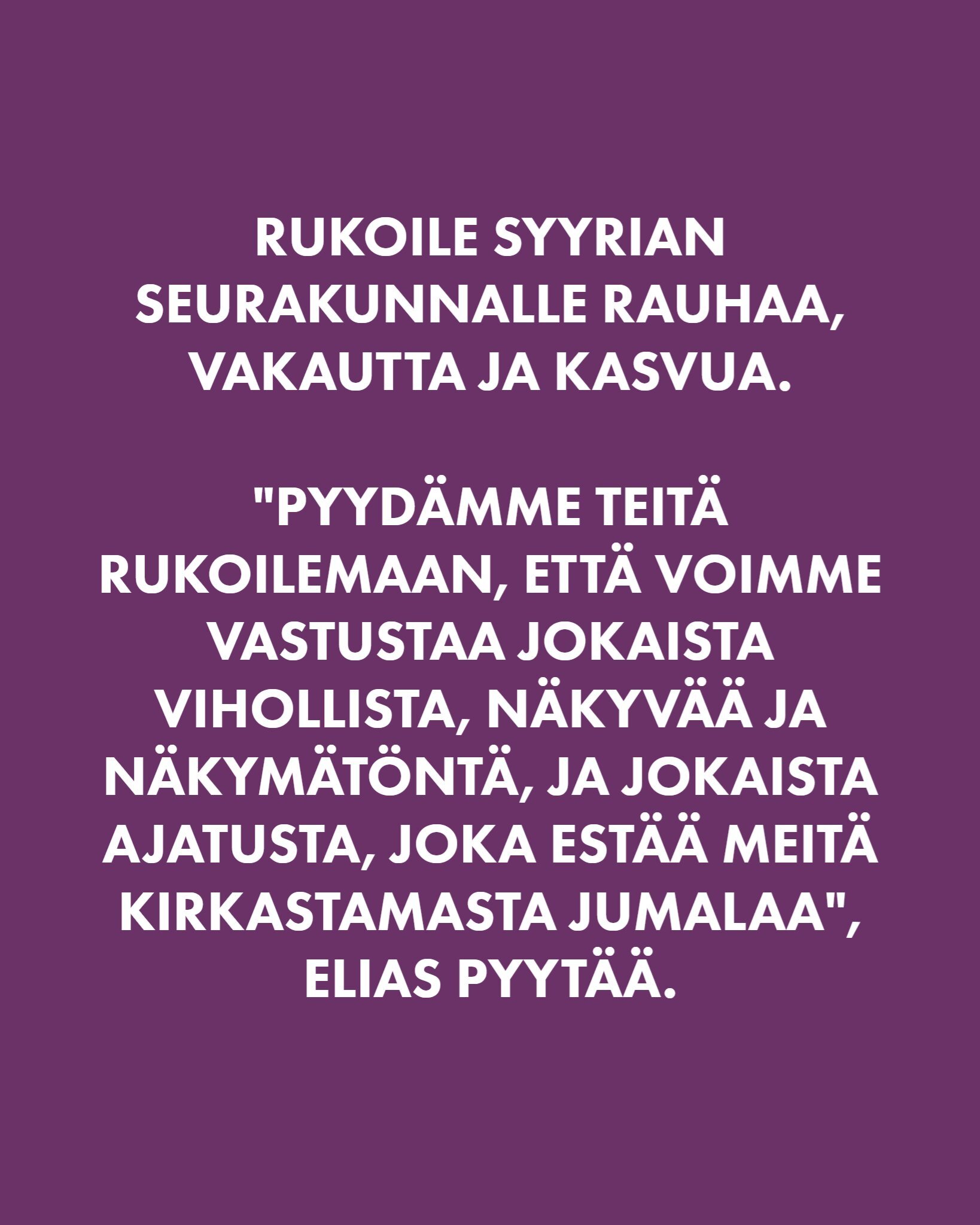 Vuosi iskusta Pyhän Eliaksen kirkkoon Syyriassa