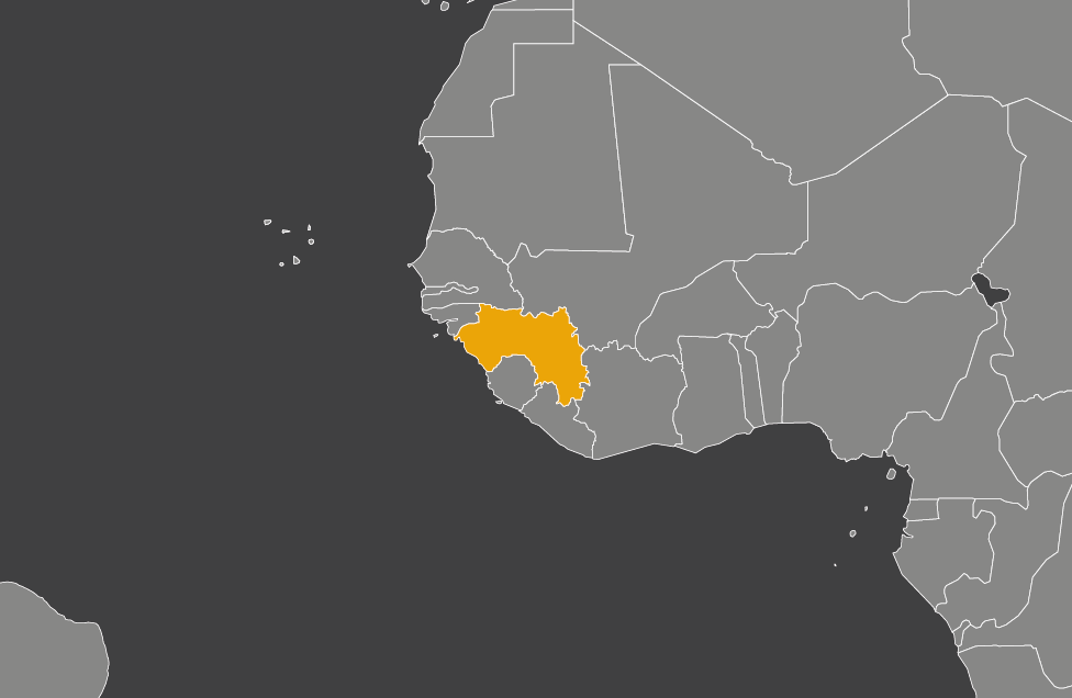 Laaja-alainen kartta, jossa näkyy guinea