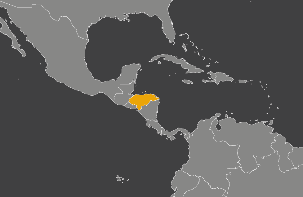 Laaja-alainen kartta, jossa näkyy honduras
