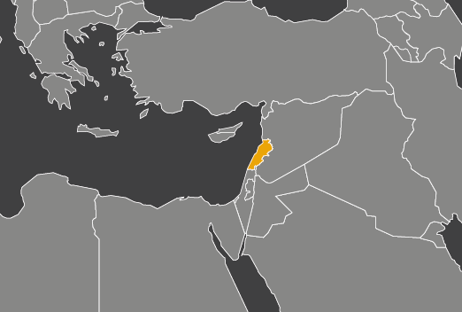 Laaja-alainen kartta, jossa näkyy libanon