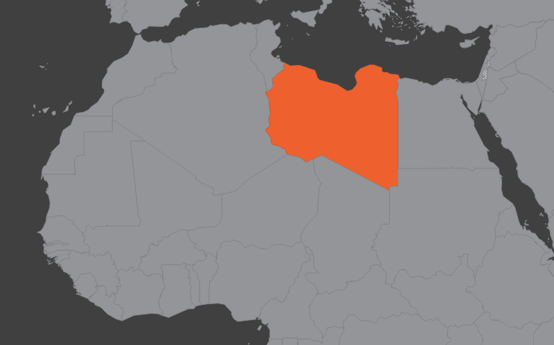Laaja-alainen kartta, jossa näkyy libya