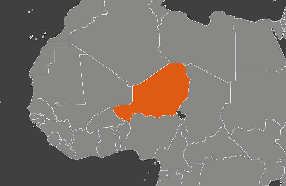 Laaja-alainen kartta, jossa näkyy niger