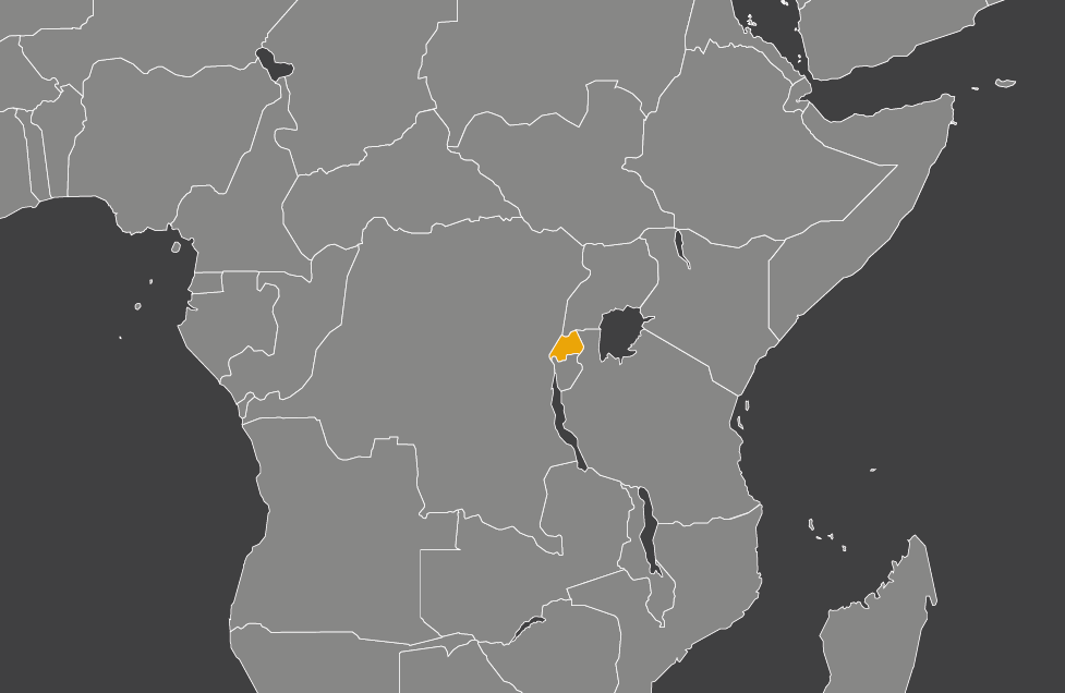 Laaja-alainen kartta, jossa näkyy ruanda
