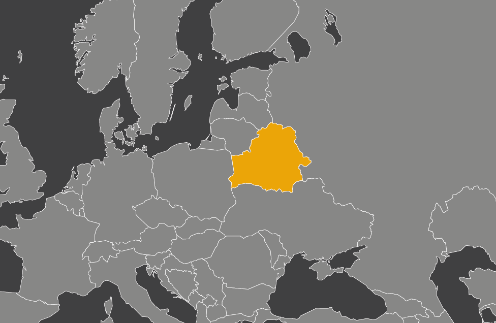 Laaja-alainen kartta, jossa näkyy valko-venaja